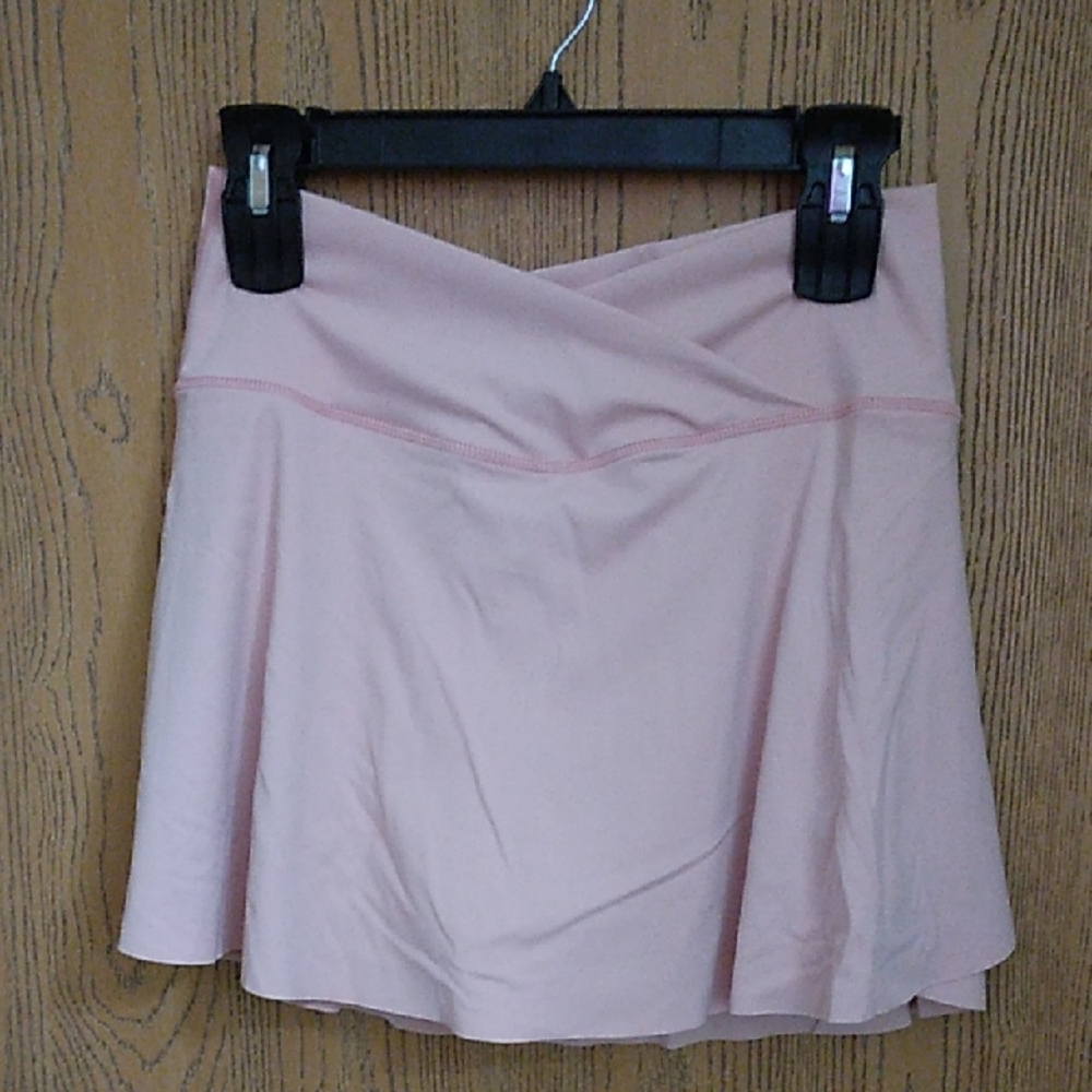 Blush Pink Crossover Waist Skirt with Built-in Shorts